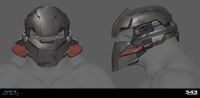 Concept art of the Jiralhanae Warrior helmet in Halo Infinite.