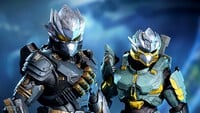 Two Spartans wearing the Hayabusa helmet, with one employing the Sigma Dragon attachment.