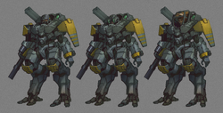 Concept variations for the Mark I (H) exoskeleton, as found in the Digital Story & Art Collection.