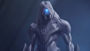 Modified concept art of a Forerunner originally developed for Halo: Chronicles.