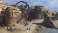 A vista from the beach to the towering fortress in the distance.