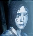 Closeup of a distraught Cortana in Halo 4.