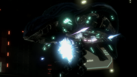 Alpha-Nine destroys the Huragok being carried by a Phantom.