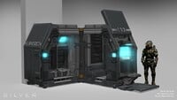 Concept art for a portable barracks in Halo: The Television Series similar in function to the PSSM.