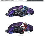 Comparison of a Spartan and Sangheili pilot in the Ghost.