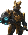A cutout of Maccabeus from the Halo Encyclopedia (2022 edition).