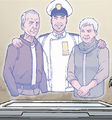 A hologram of Thorne with his grandparents.