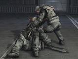 Bisenti attempts to remove a pod infector from Riley in Halo: Combat Evolved Anniversary.