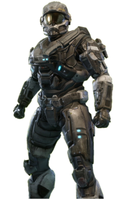 HAZOP-class Mjolnir from Halo: Reach armor permutation in Halo: The Master Chief Collection menu.