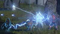 A well-placed shock rifle blast electrocutes multiple enemies.