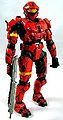 The red Recon armor on a Spartan figure.