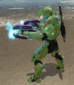 A Spartan dual-wielding plasma rifles in multiplayer.