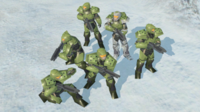 A marine squad with a medic in Halo Wars.