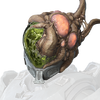 Blighter helmet, a Flood infected Mark V EVA helmet, in Halo Infinite.