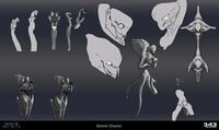 Early concept art of the Harbinger's anatomy by Daniel Chavez.