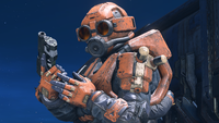 A Spartan wearing the Skarbnik helmet.