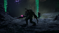 A Flood attacker form using a needle rifle during the Battle of Installation 04 in Halo: Campaign Evolved.