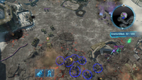 Two players playing on Alpha Base in the Halo Wars.