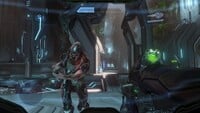 First-person view of John-117 and a Sangheili Storm fighting in the Cartographer.