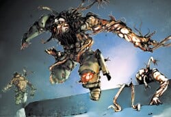 Two Flood attacker forms, consisting of infected humans, in the story Breaking Quarantine.