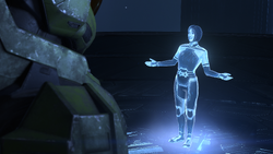 John-117 and the Weapon. From Halo Infinite campaign level Foundation.