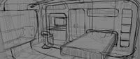 Concept sketch of John in his childhood bedroom for Halo: The Fall of Reach - The Animated Series.