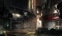 Concept art of a Plaza street for Halo 5: Guardians.