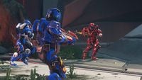 Spartan-IVs playing Assault on Coliseum in Halo 5: Guardians.
