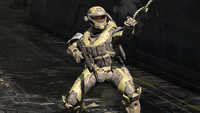 A Spartan equipped with various TAC attachments: the STARLIGHT remote sensor, the Recon Package chest piece, the M45 Hardcase, and the SRT UGPS wrist attachment.
