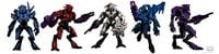 Early concept art of several Sangheili designs for Halo: Reach.
