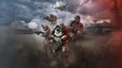 Battle for the Academy Part 1 cover art depicting Spartans Hieu Dinh, Jun-A266, Laurette Agryna, and Sigrid Eklund at the Spartan Academy with Pelicans in the sky