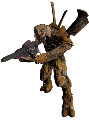 A render of a Heretic Sangheili Minor in Halo 2: Anniversary.