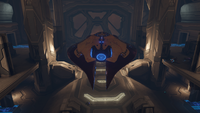 The Seraph fighter docked within the Threshold gas mine, as seen in Halo 2 Anniversary.