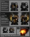 Halo 4 concept art of a UNSC generator's damage states.