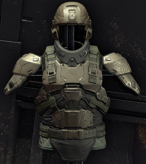 A screenshot of a suit of Marine armour. Screenshot originally by User:JackVibe.
