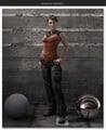 Full-body portrait of Professor Ellen Anders wearing her Arcadian clothing for Halo Wars.