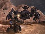 Noble Six and Emile driving a Mongoose toward a Scarab.