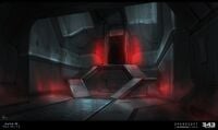 Concept art of a room on the Ghost of Gbraakon that did not make it into the game.