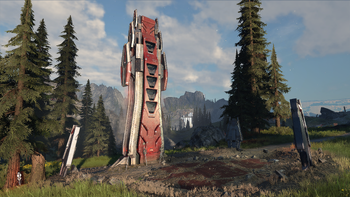 A Banished Propaganda totem on Installation 07. From Halo Infinite campaign.