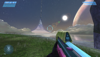 The Assault Rifle in use on Halo, featuring the Squirt skin from Series 2: Spark.