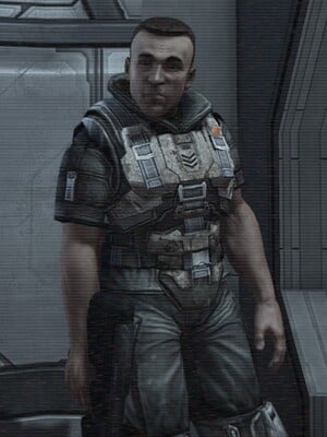 Kappus in the Flood containment facility on Installation 04. Screenshot taken from Halo: Combat Evolved Anniversary campaign level 343 Guilty Spark.