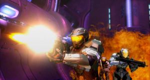 John-117, Frederic-104, and Kelly-087 storming Resplendent Fervor in Halo Legends - The Package.