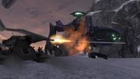 A Scorpion fires its weapons at the Scarab.