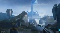 Concept art of a mysterious Forerunner structure.