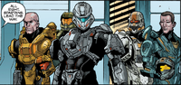 Spartan Vladimir Scruggs wearing his Soldier armor during the Raid on UNSC Infinity in Halo: Initiation.
