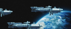 Some early-era frigates over Earth.