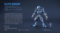 A Sangheili Minor displayed in Halo: Combat Evolved Anniversary's Library feature.