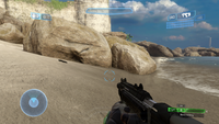First-person view of the M7 SMG in Halo 2: Anniversary multiplayer.