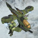 An AV-14 Hornet with the Marine Wingmen + Chaff Pod upgrades on Frozen Valley.