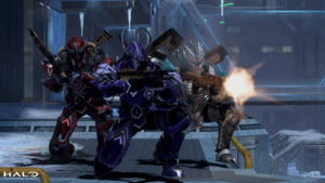 Three multiplayer Spartans wearing new armors introduced in Series 8: Mythic on Icebox.